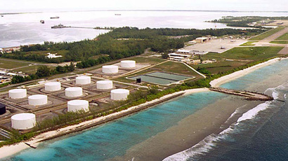 File photo of fuel tanks at the edge of a Military airstrip on Diego Garcia, largest island in the Chagos archipelago. (Reuters)