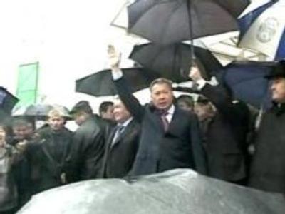 A mass demonstration under way in Kyrgyzstan