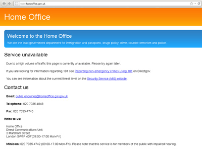 Anonymous takes down UK Home Office website