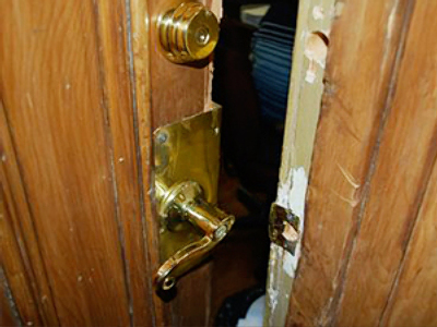 Bailiffs break down door to deliver victim to court