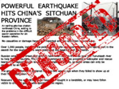 Earthquake news not on China’s export list