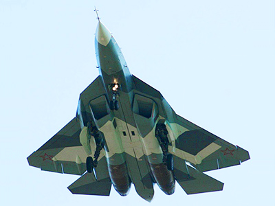 PAK FA fighter jet in flight