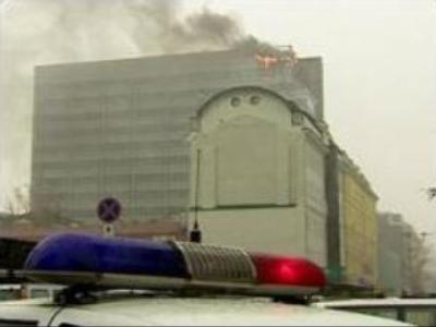 Fire halts work at Moscow office complex