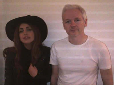 Lady Gaga drops in on Julian Assange for private dinner