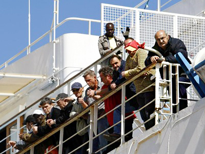 Russians evacuated from Libya reach Malta on ferry