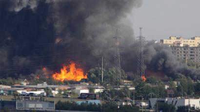 A warehouse on fire in southern Moscow (RIA Novosti / Irina Milohova)