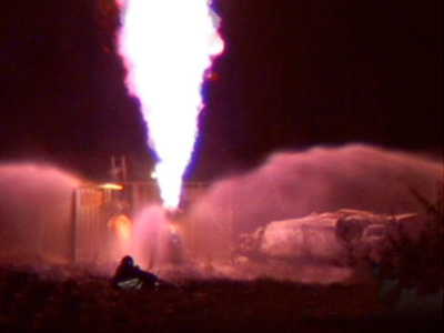 Car crash sets gas pipeline on fire