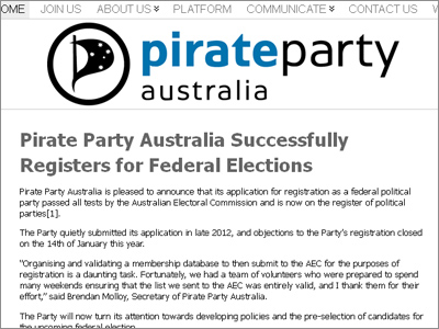Pirate Party Australia becomes official