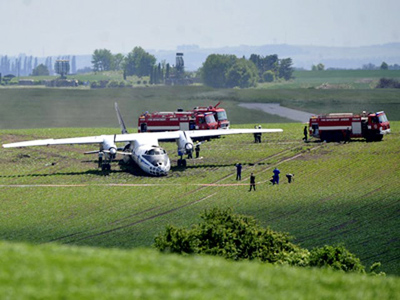 Russian military jet catches fire while landing