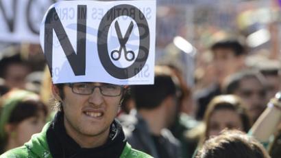 Students attend a demonstration against deep government cuts to education spending on October 17, 2012 in Madrid. (AFP Photo/Pierre-Philippe Marcou)