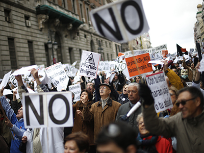 Health workers march against austerity measures in Madrid December 16, 2012. (Reuters/Juan Medina)