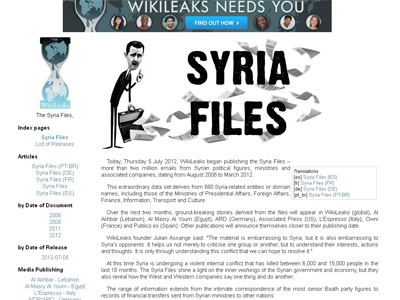 Screenshot from wikileaks.org/syria-files/