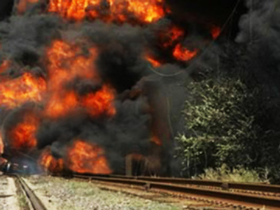 Train with liquefied gas blasted in Dagestan