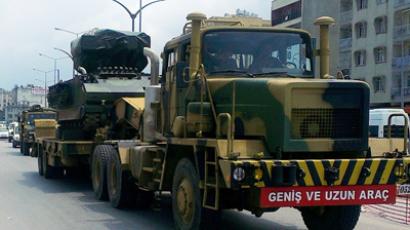 Turkish military trucks carry missile batteries on June 28, 2012 in the center of Hatay. (AFP photo / IHLAS news agency)