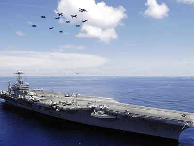 US aircraft carrier sails through Strait of Hormuz