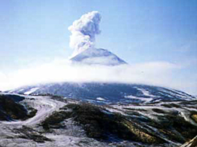 Volcano eruption in Far East