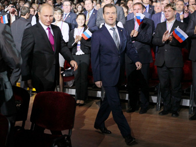 Guessing game over: Medvedev promotes Putin for presidency