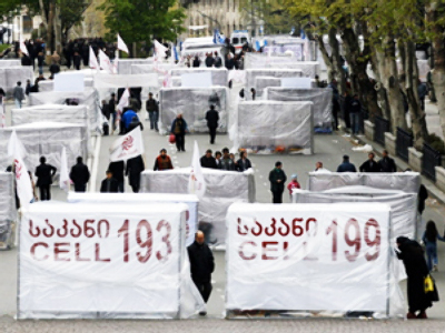 Georgian protest chronicle: toilets, football & prayers
