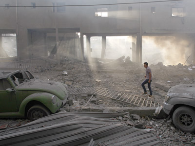 Israeli air forces bomb central stadium in Gaza