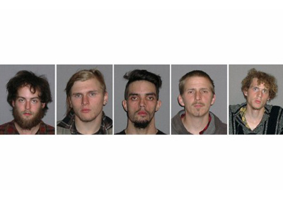 L-R: Connor Stevens, Brandon Baxter, Douglas Wright, Anthony Hayne and Joshua Stafford (AFP Photo / Handout / FBI)