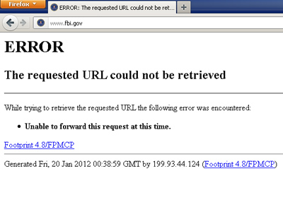 FBI website crippled in Anonymous-led retaliation to Megaupload raid