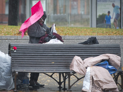 Nowhere to run: Homeless battle elements as Superstorm Sandy hits