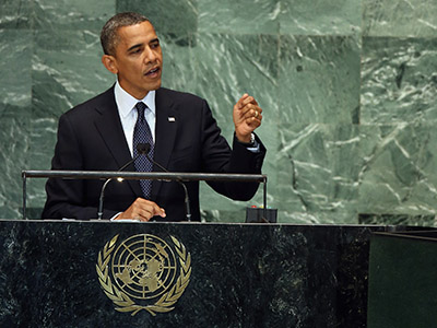 U.S. President Barack Obama speaks at the UN General Assembly meeting on September 25, 2012 in New York City. (AFP Photo / John Moore)