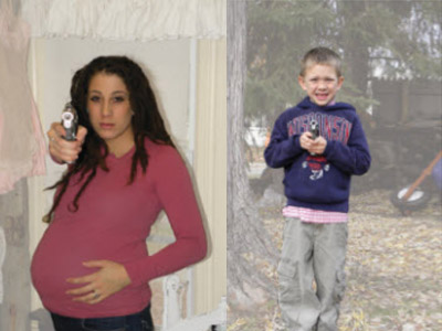 Cops conducting target practice on images of children and pregnant women