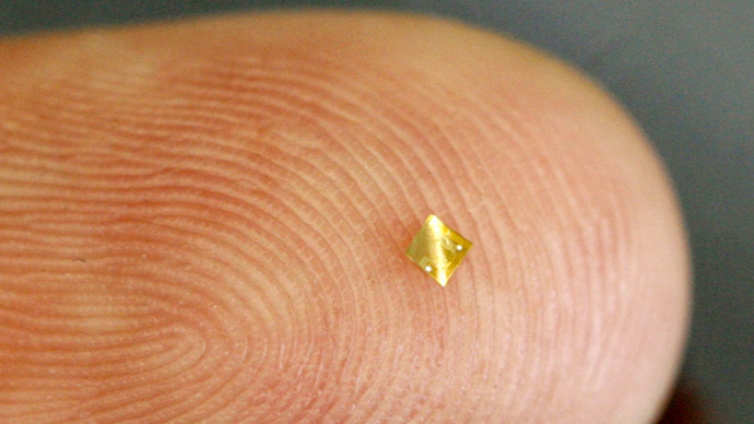 A microchip is pictured on a woman's finger during a presentation of the German Bundesdruckerei (German Federal Print Office) and the Fraunhofer-Institut for Reliability and Micro Integration (IZM) (Reuters/Arnd Wiegmann)